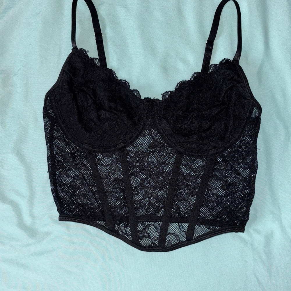 Black Lace Bustier Top
